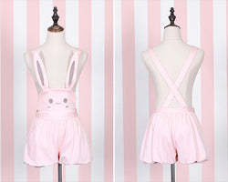 Pink bunny rabbit jumper dress pleated skirt dunagrees little space ddlg abdl cgl cglre age regression kawaii fashion outfit