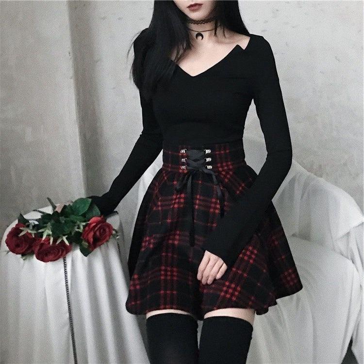 Red Plaid Skirt (Up to 4XL)
