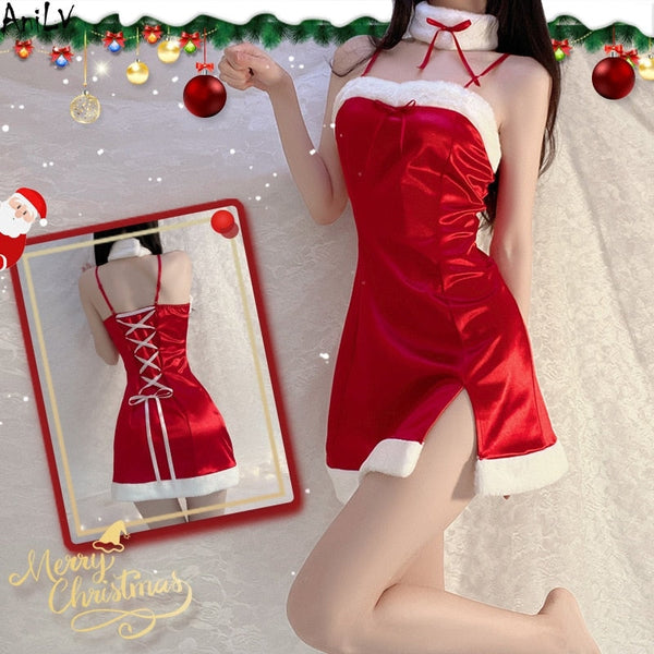 Santa Silky Halter Dress-Black main image 0