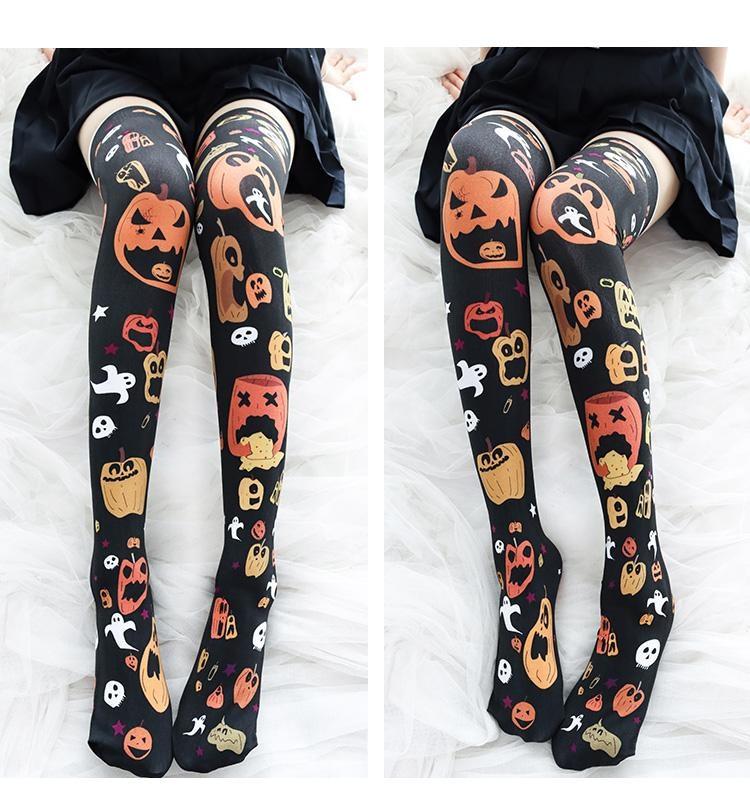 Sickly Pumpkin Stockings - boo, candy, candycorn, creepy, cute