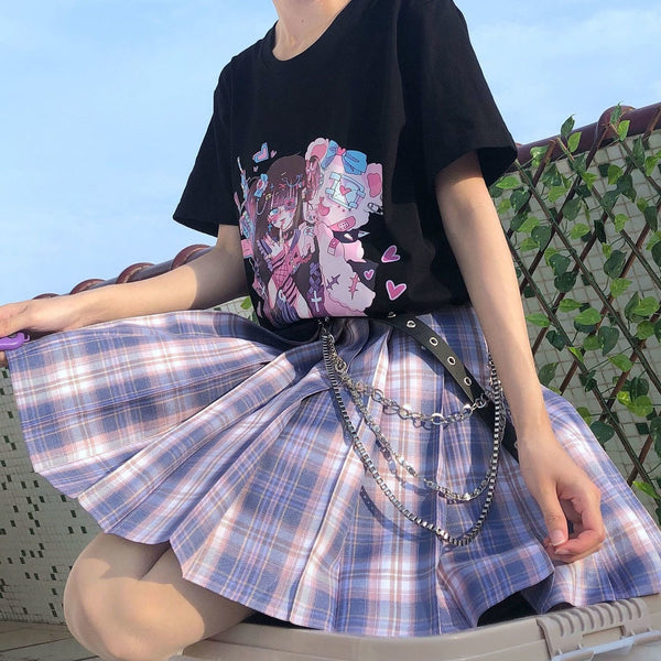 Menhera Goth Anime Oversized T-Shirt Top Kei Harajuku