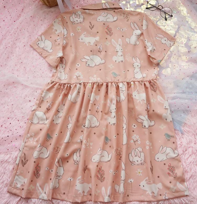 Spring Bunny School Girl Dress - baby bun, bunnies, bunny rabbit, dresses, flower