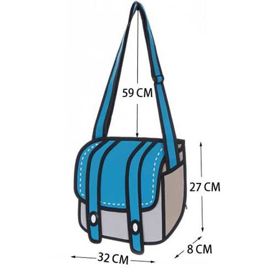 2d cartoon messenger bag - 2 dimensional - 2d - bag - purse - 3d