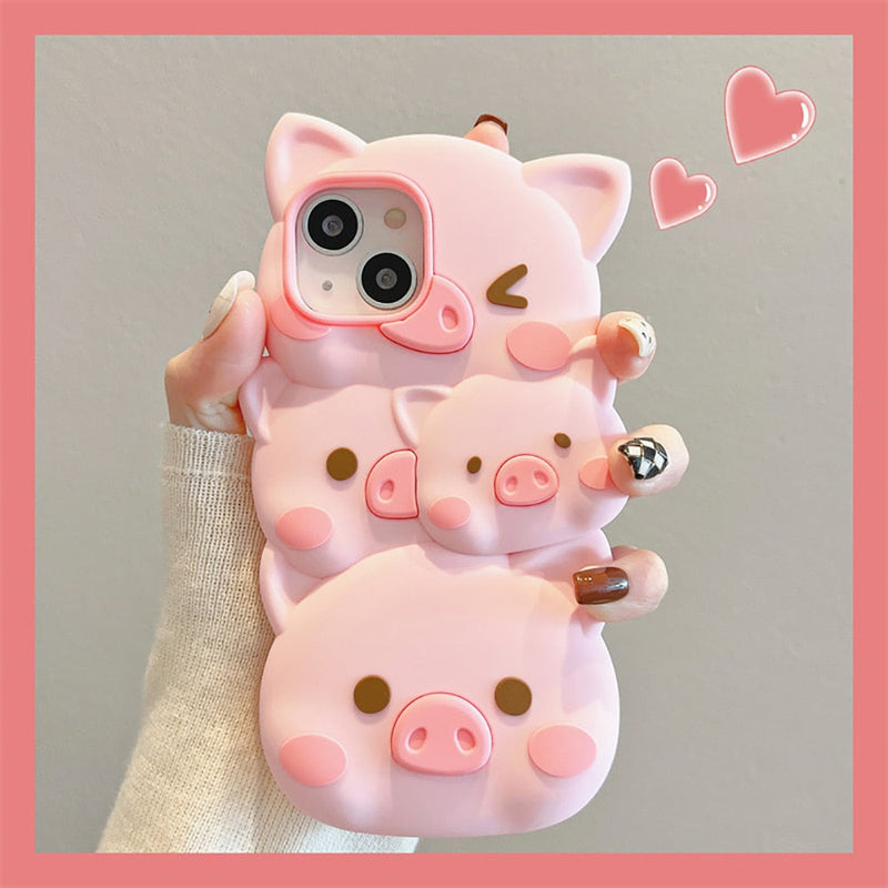 3d piggy iphone case - iphone - kawaii - babe - phone case - cover