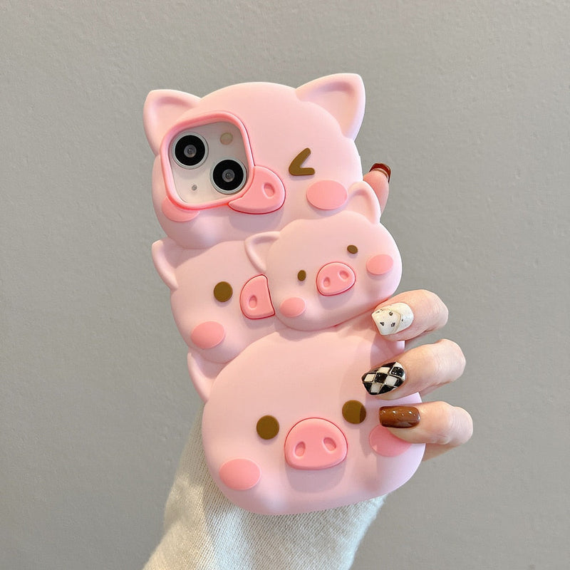 3d piggy iphone case - iphone - kawaii - babe - phone case - cover