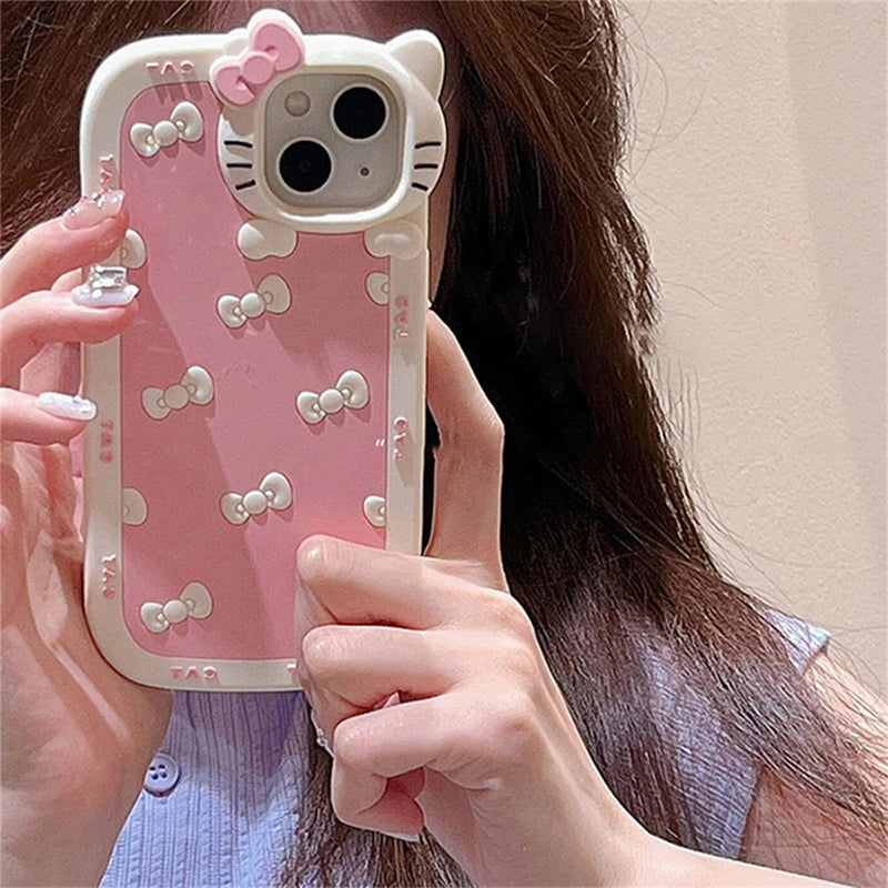 3d pink bow iphone case - bows - hello kitty - kawaii - phone case - cover