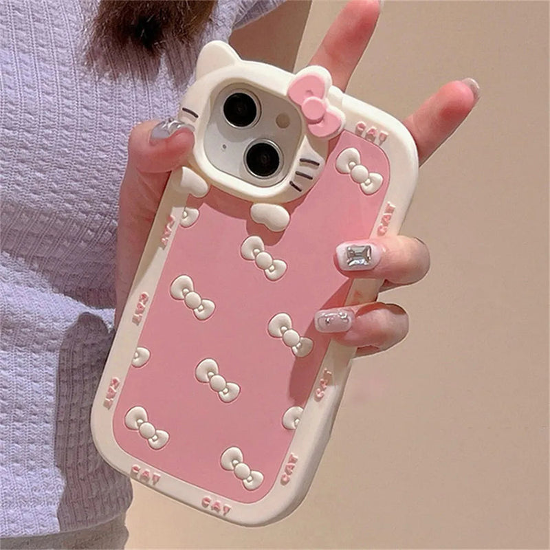 3d pink bow iphone case - bows - hello kitty - kawaii - phone case - cover