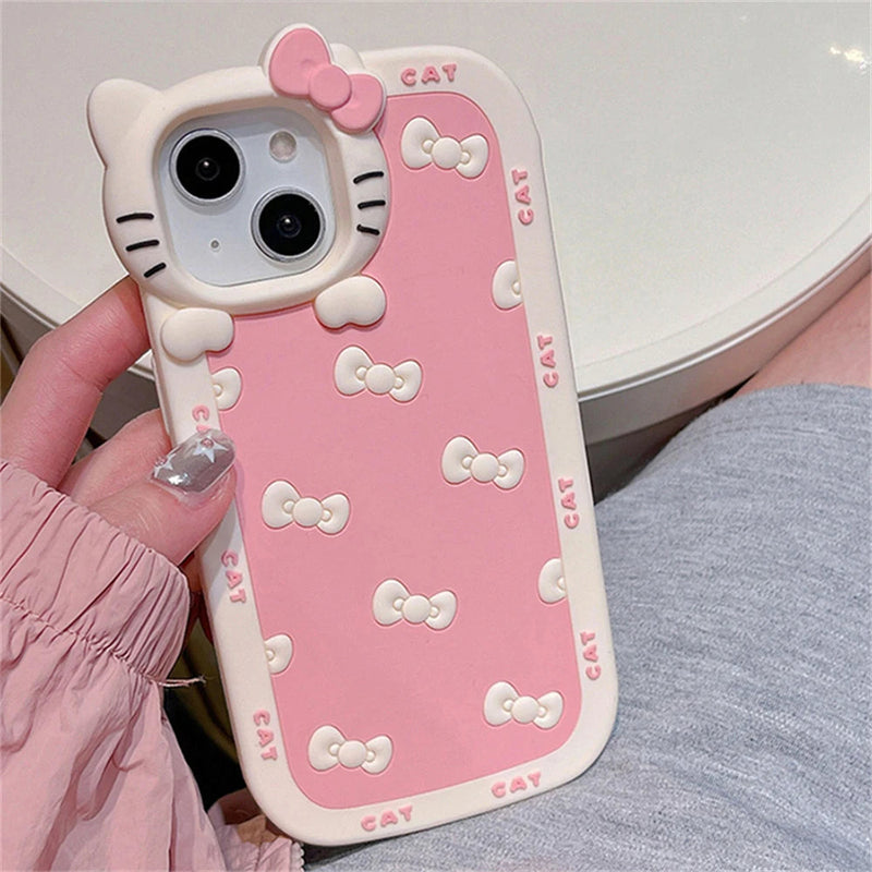 3d pink bow iphone case - bows - hello kitty - kawaii - phone case - cover