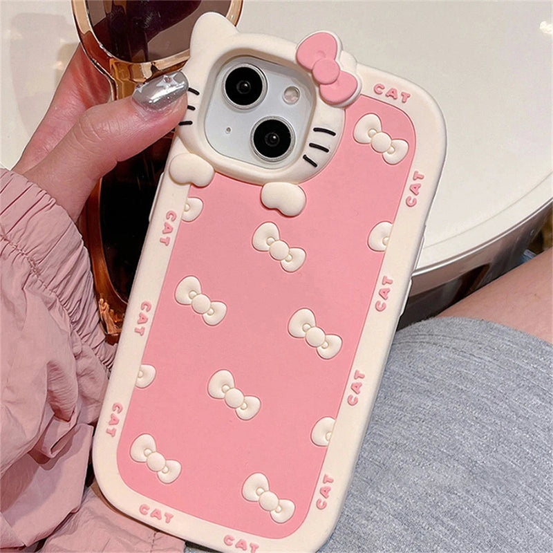 3d pink bow iphone case - bows - hello kitty - kawaii - phone case - cover