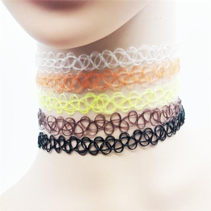 Y2K 90s Choker Necklace Tattoo Stretchy Collar Retro | Kawaii Babe