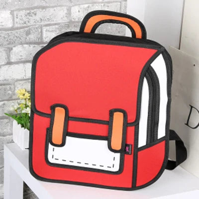 2D Kawaii Cartoon Backpack Red 2D Kawaii Cartoon Backpack Red