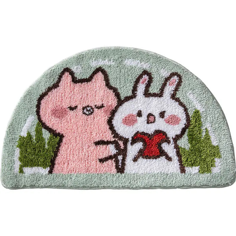 Sweet bunny friends fluffy floor mat - bathmat - bedside mat - bunnies - floor