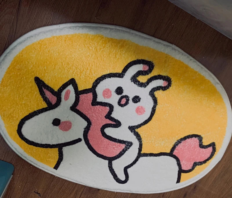 Sweet bunny friends fluffy floor mat - bathmat - bedside mat - bunnies - floor