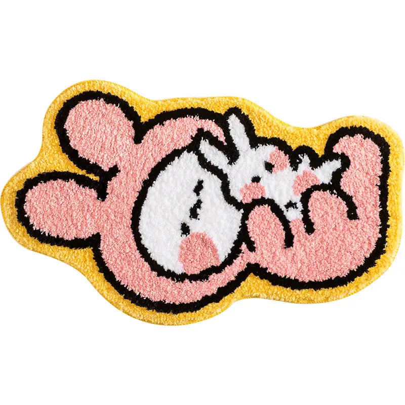 Sweet bunny friends fluffy floor mat - bathmat - bedside mat - bunnies - floor