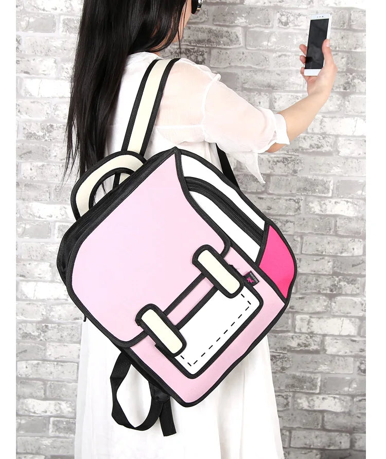 2d cartoon backpack - 2d - cartoon - 3d backpack - bag