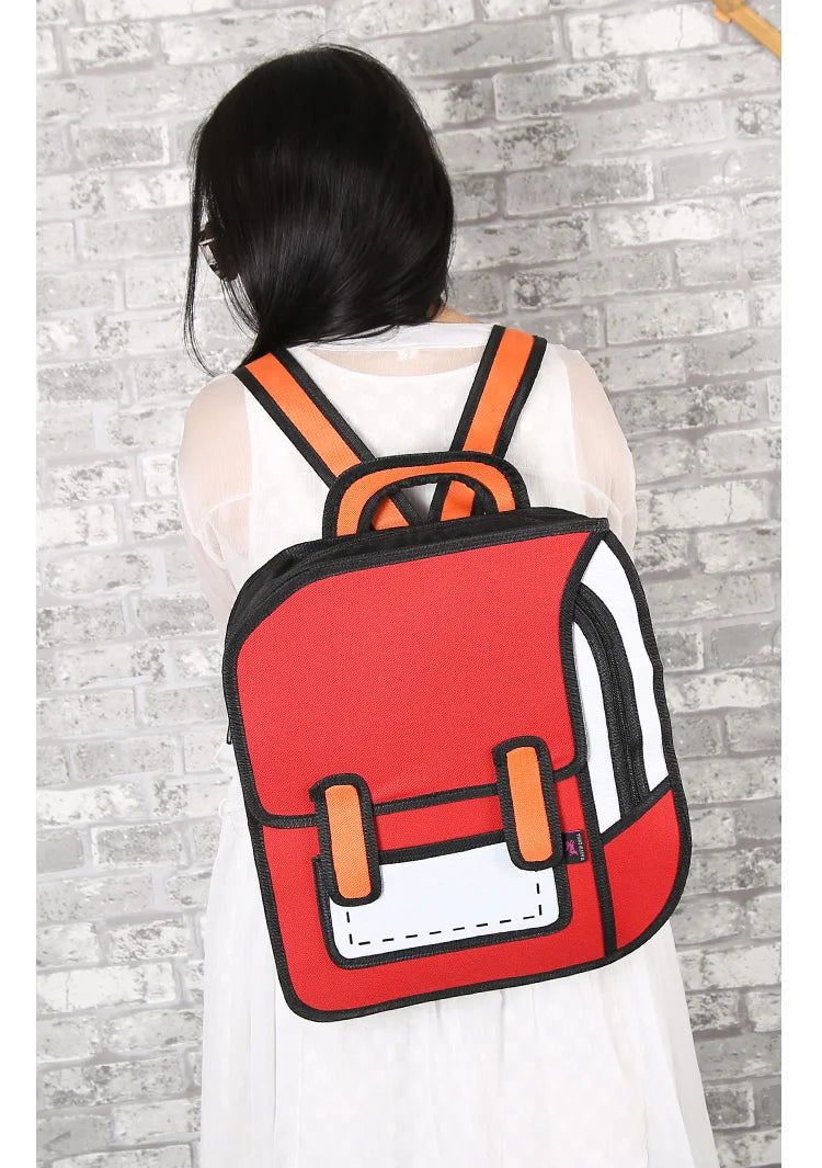 2d cartoon backpack - 2d - cartoon - 3d backpack - bag