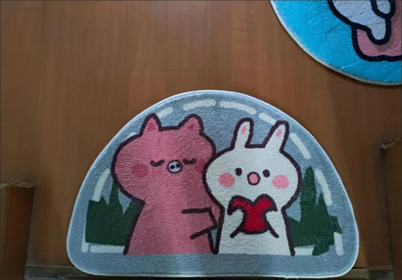 Sweet bunny friends fluffy floor mat - bathmat - bedside mat - bunnies - floor