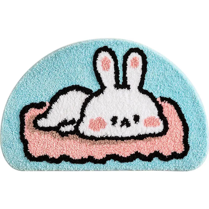 Sweet bunny friends fluffy floor mat - bathmat - bedside mat - bunnies - floor