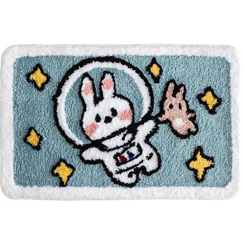 Sweet bunny friends fluffy floor mat - bathmat - bedside mat - bunnies - floor