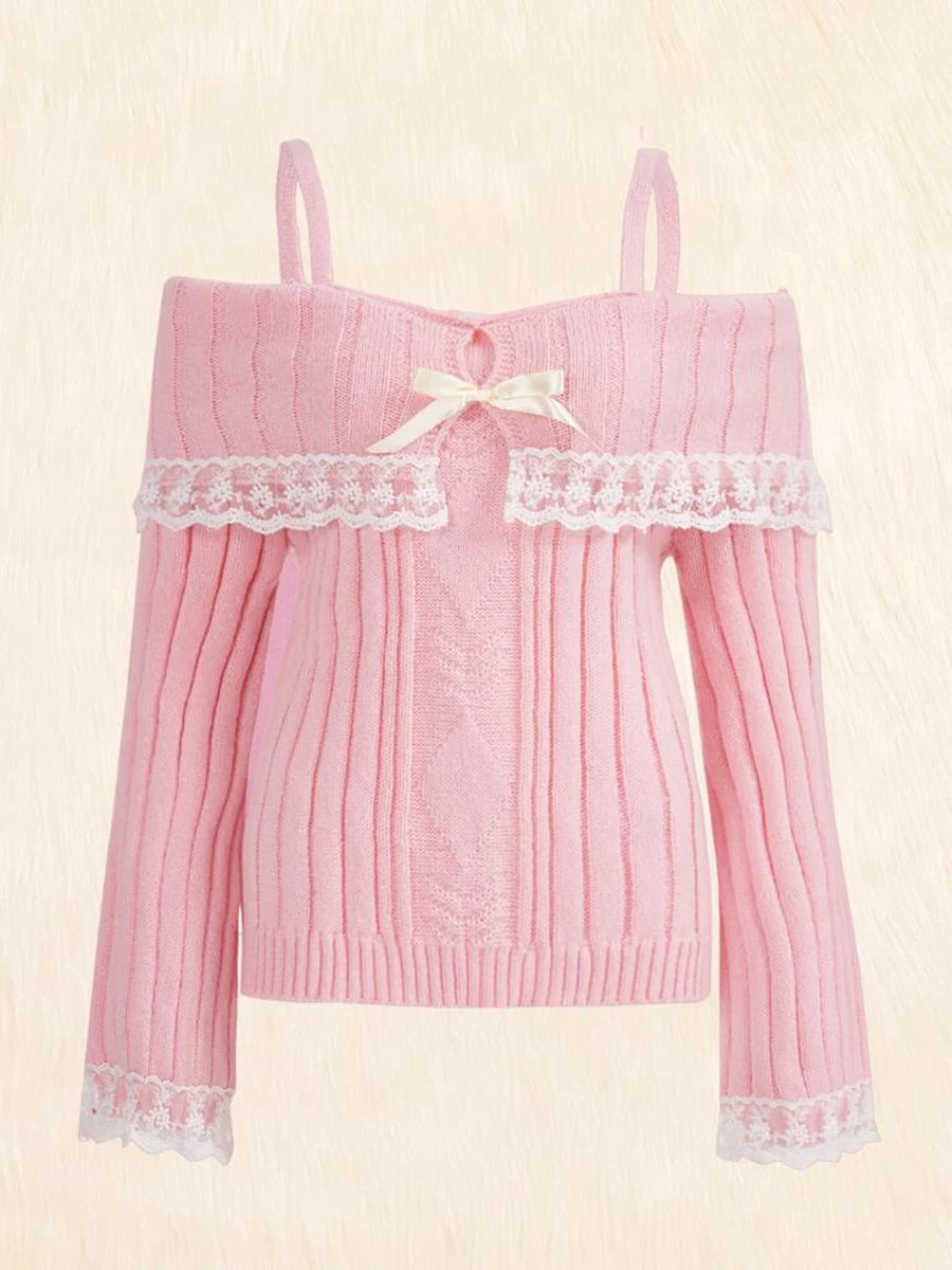 Tiana knit bare tops baby pink土日限定値下げ SWEATER KNIT ZIP UP | BABY PINK