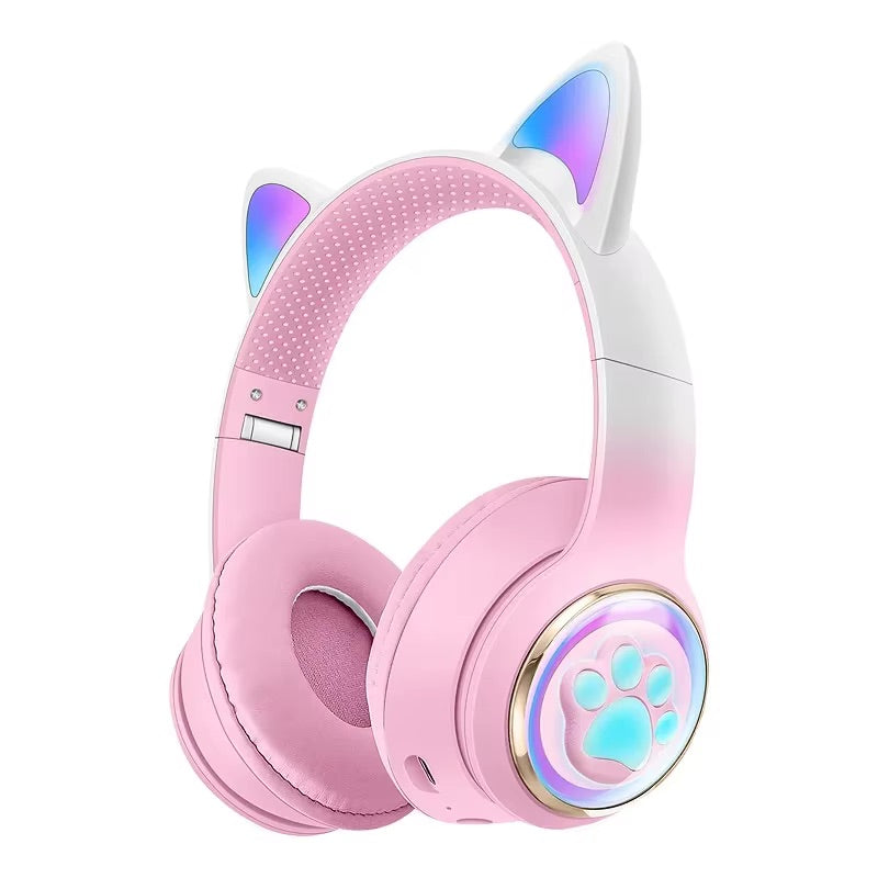 Pink Kawaii Kitten Paw Cat Ear Head Phones Gaming Head Set Kawaii Babe