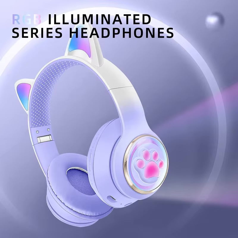 Paw Print Cat Ear Gaming Headphones