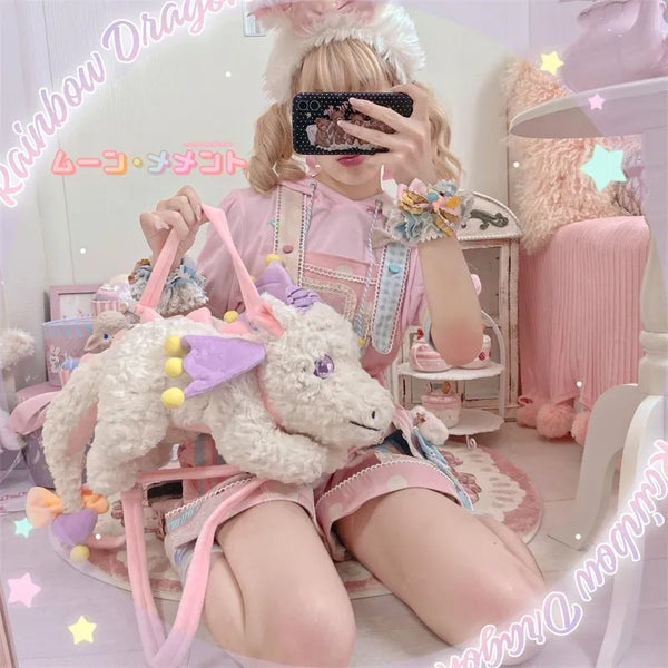 Kawaii Coquette Aesthetic Dollette Baby Pink Faux Fur Heart Print Shou –  The Kawaii Factory