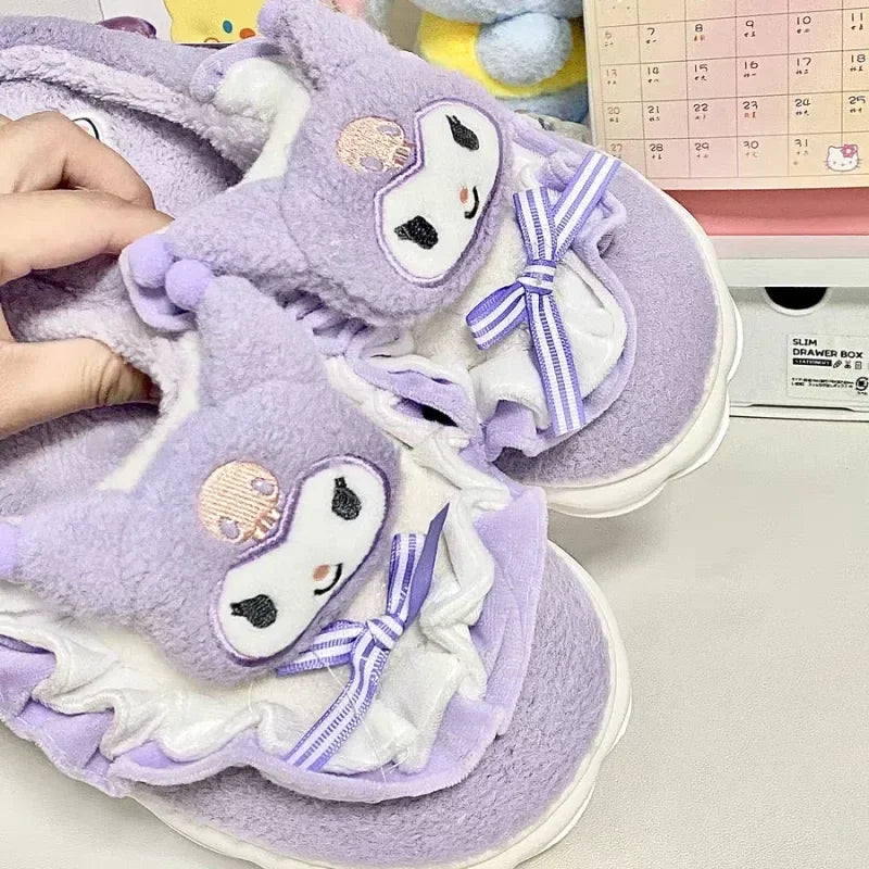 Kawaii Fuzzy Friends Cute Slippers Soft Indoor House Shoes Kuromi 9 10