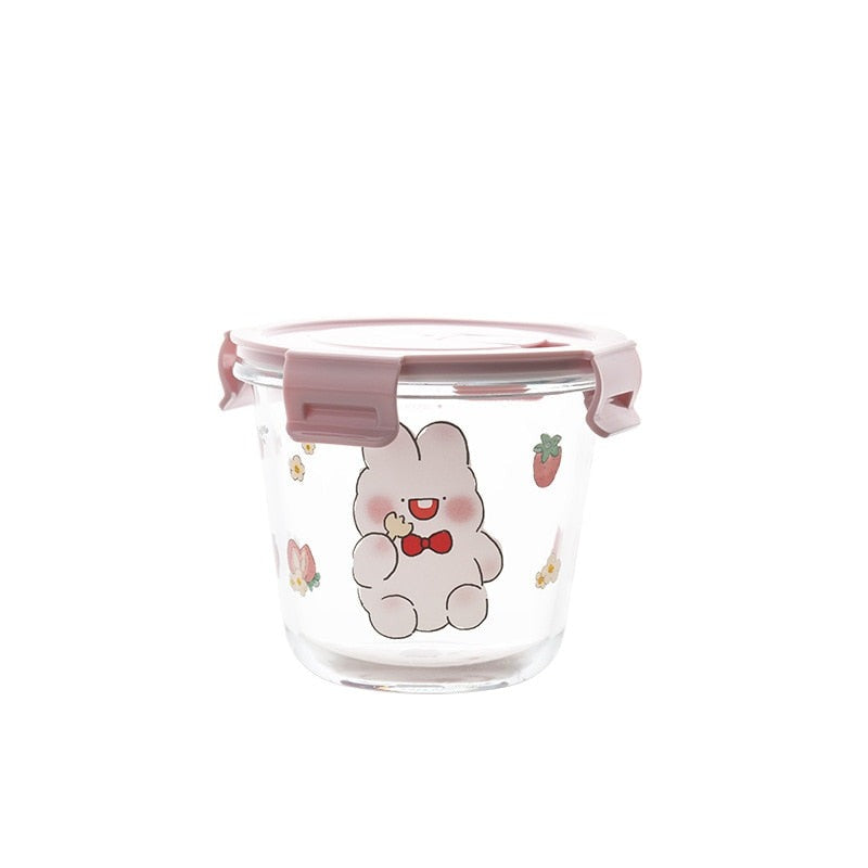Kawaii Bunny Microwave Glass Bowl With Lid