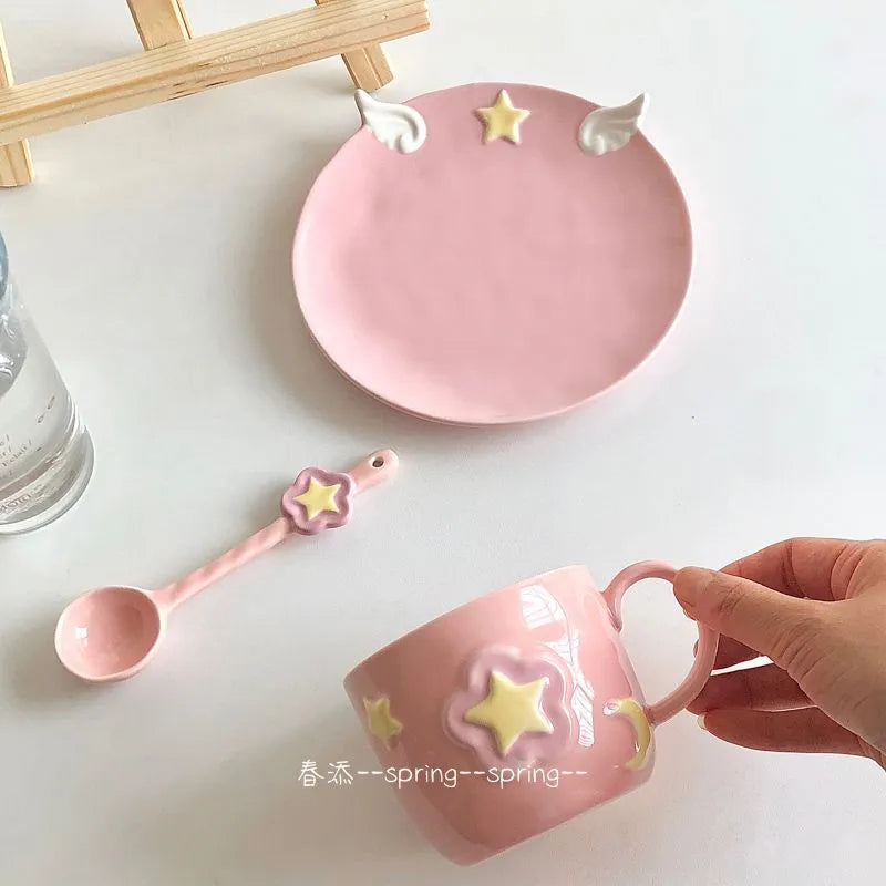 Sakura Ceramic Cup Saucer & Spoon Set