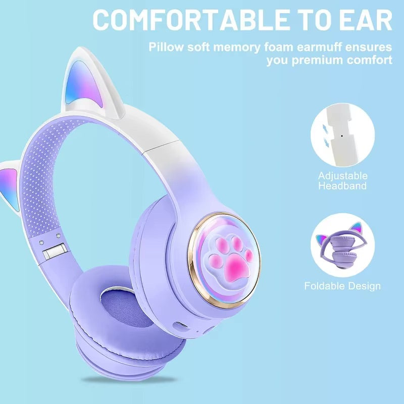 Paw Print Cat Ear Gaming Headphones