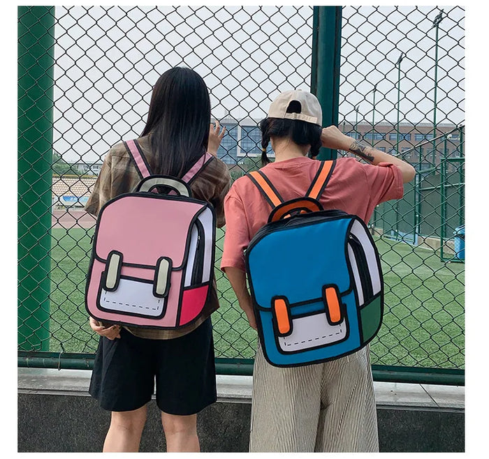 2D Cartoon Backpack School Bag Ruck Sack Mind Trick Kawaii Babe