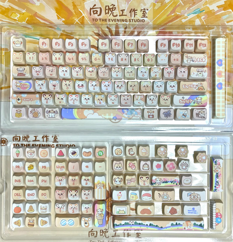 Lavender penguin full key cap set - 142 keycaps - backlit - kawaii - key caps - keyboard