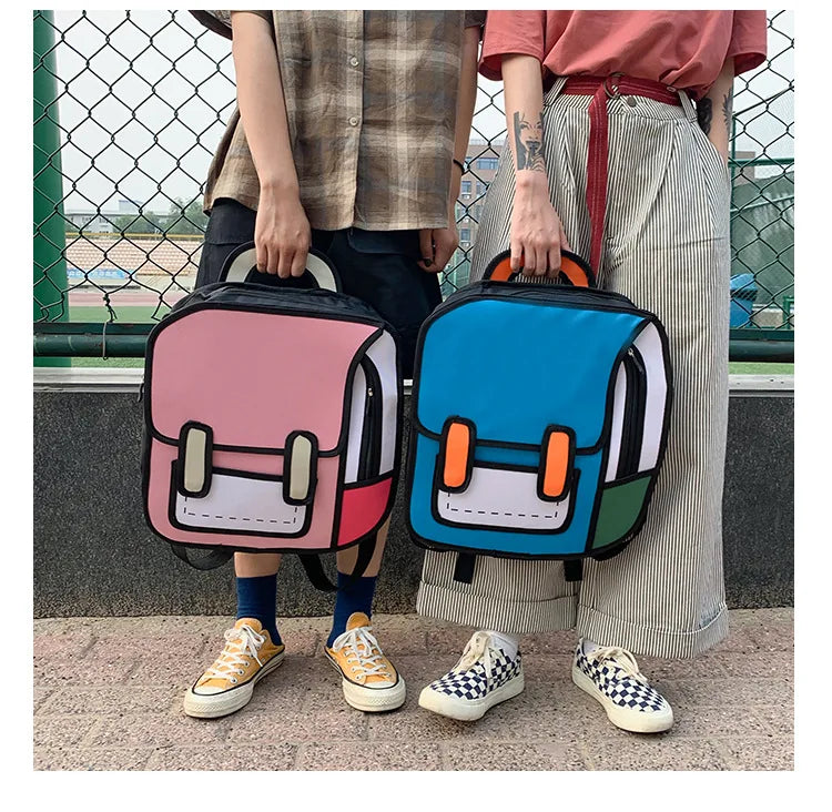 2d cartoon backpack - 2d - cartoon - 3d backpack - bag