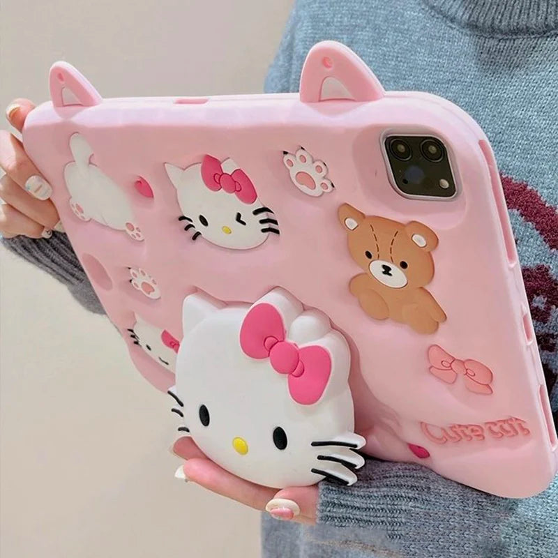 3d Pink Kitten ipad Case