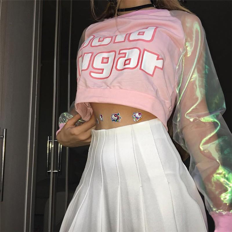 Acid sugar crop top - acid - acidic sugar - baby blue - belly top