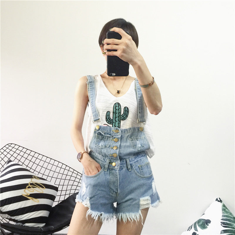 Acid wash denim overalls - acid wash - buckled - buckles - buttons - coveralls