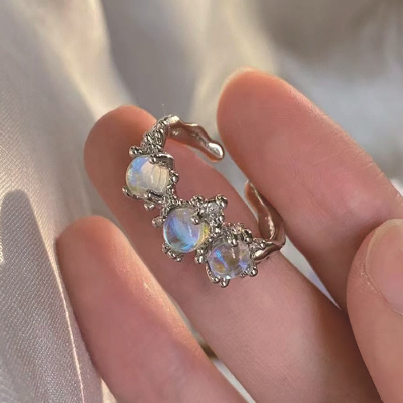 Adjustable Princess Heart Rings Silver Gem Stones – Kawaii Babe