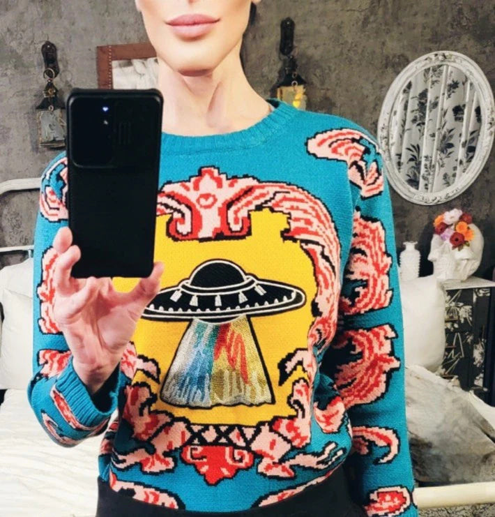 Alien contact sweater - aliens - autumn - cool - crew neck - crewneck