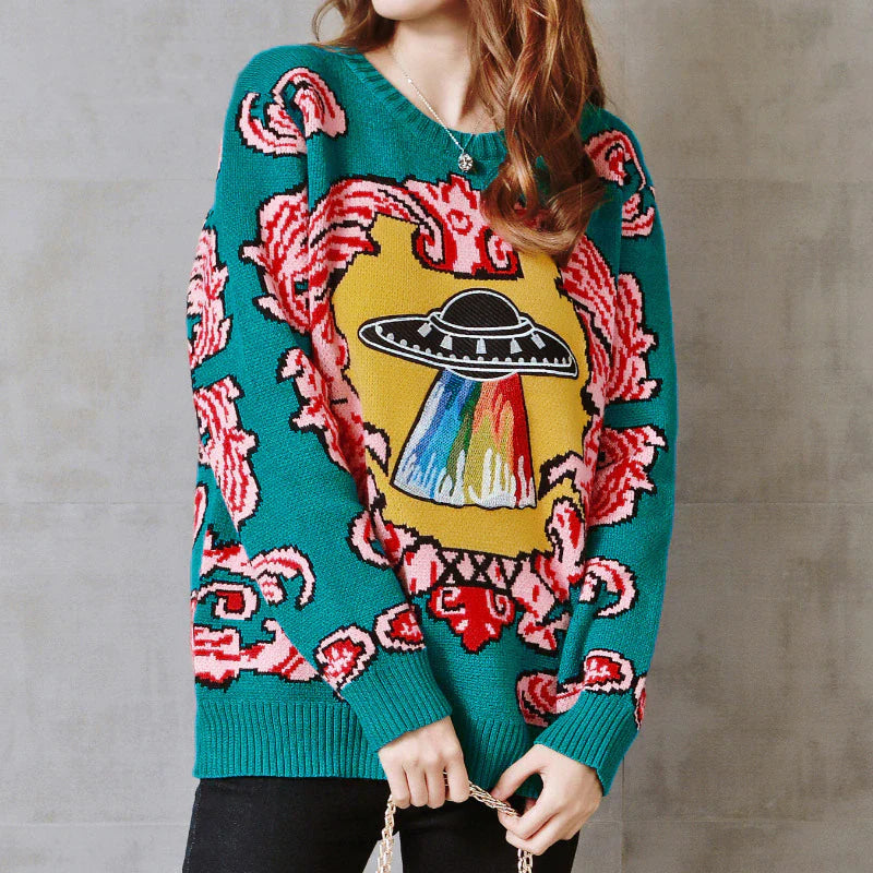 Alien contact sweater - aliens - autumn - cool - crew neck - crewneck