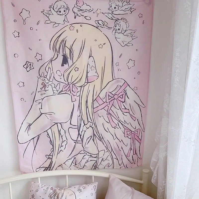 Angelic prayer anime wall tapestry - angelcore - anime - chi - chobits - home decor