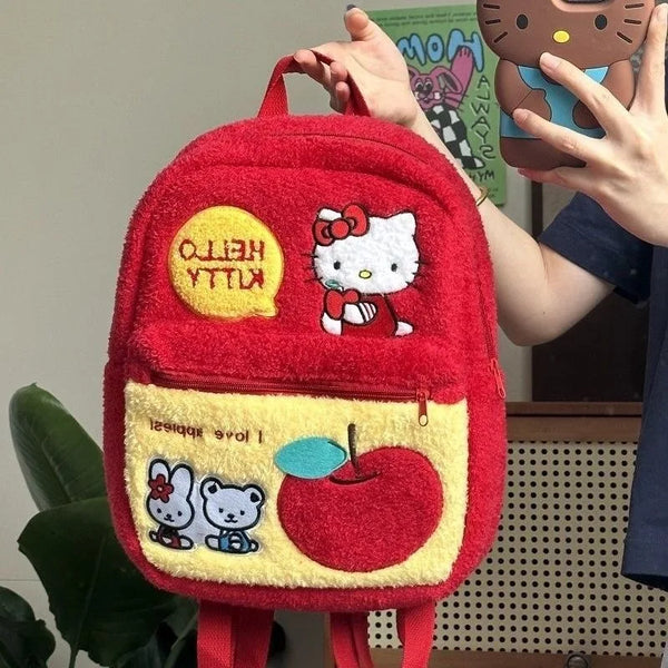 Apple kitty book bag - backpack - backpacks - bags - book - fuzzy