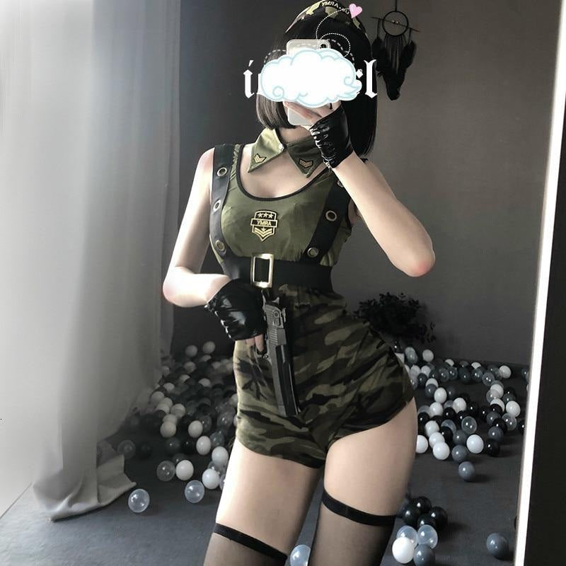 Military Army Girl Lingerie Set Costume Cosplay Onesie Military Army Girl Lingerie Set Costume Cosplay Onesie