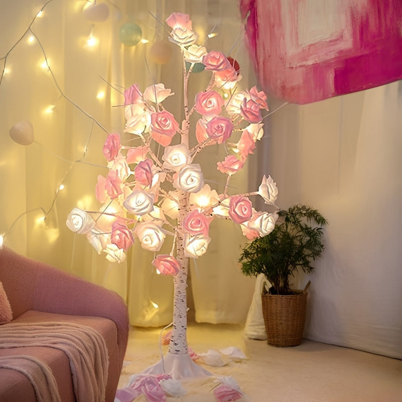 Kawaii artificial pink rose sakura cherry blossom led floor tree