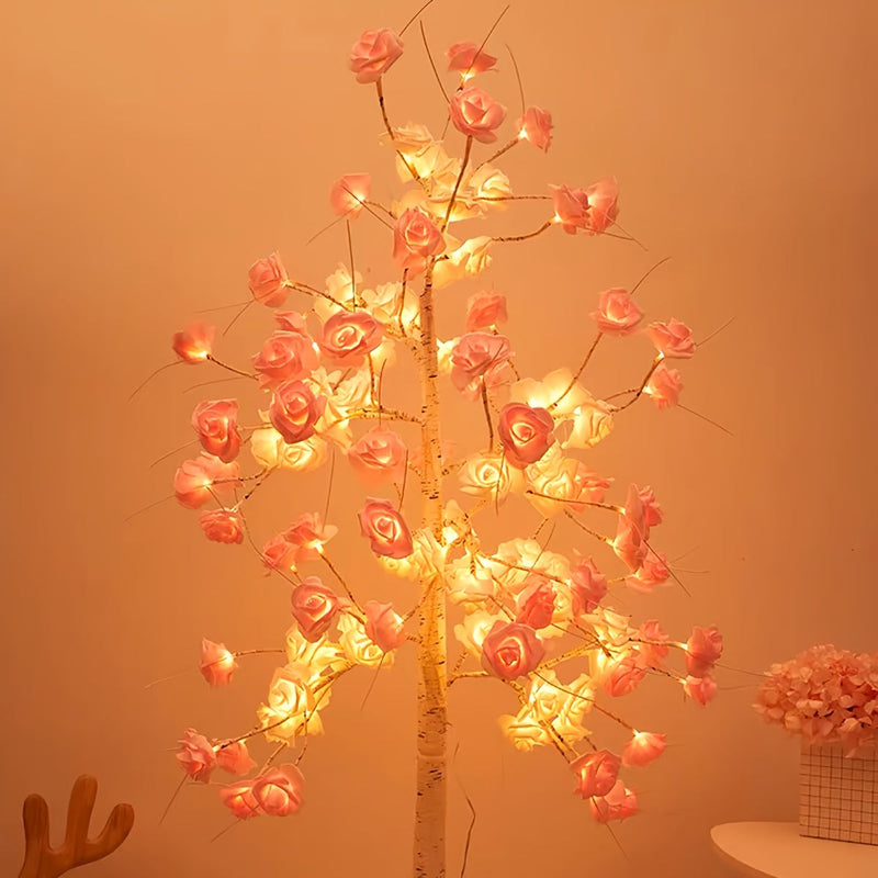Kawaii artificial pink rose sakura cherry blossom led floor tree