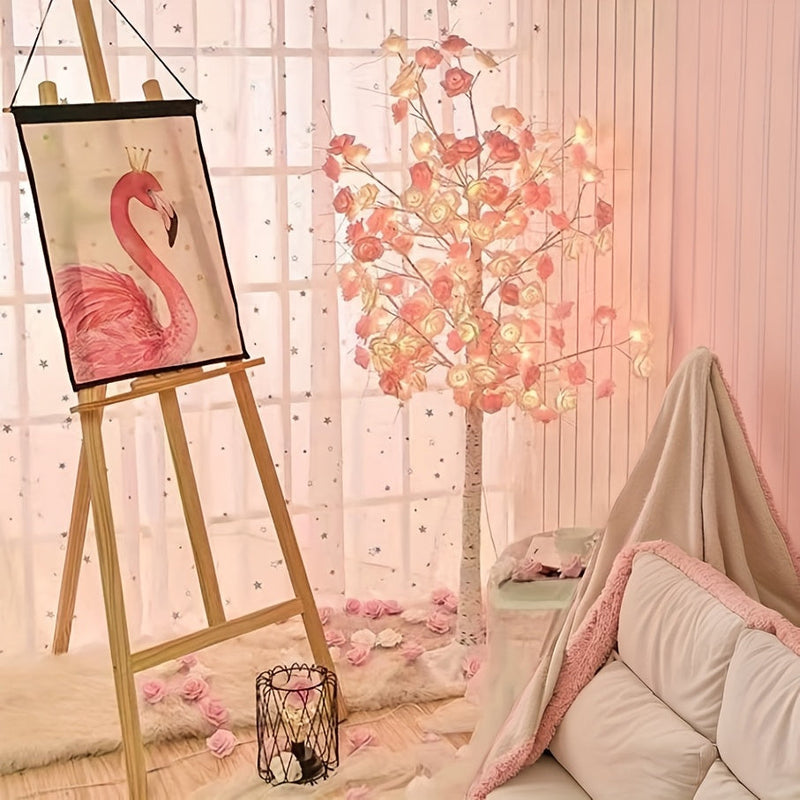 Kawaii artificial pink rose sakura cherry blossom led floor tree