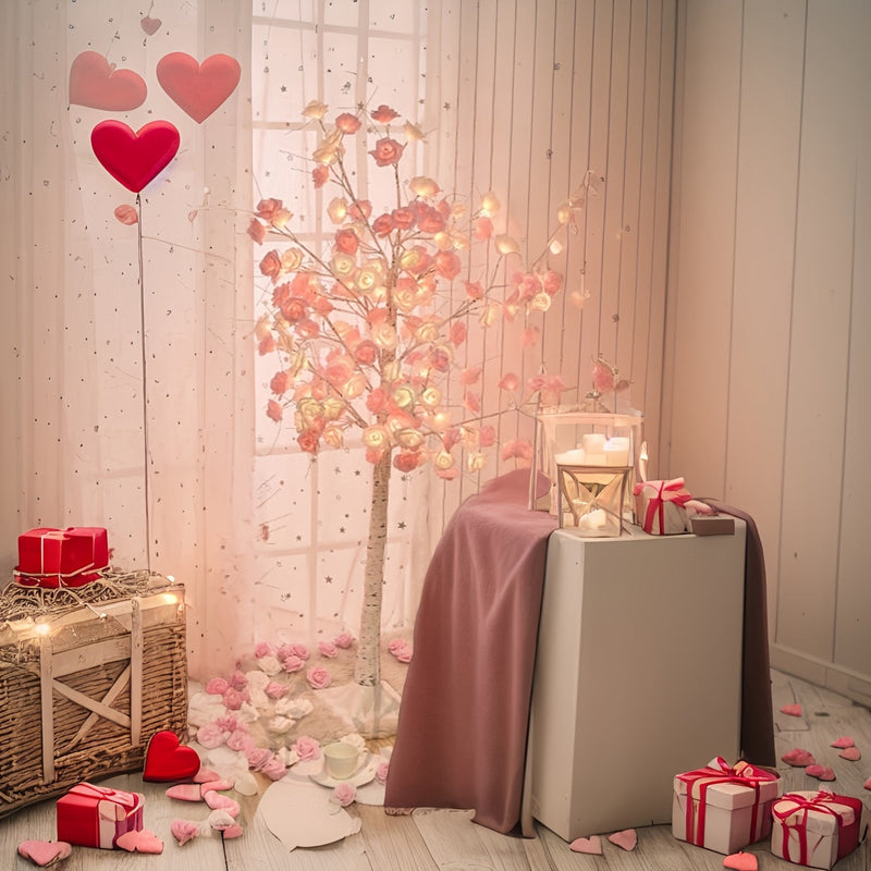 Kawaii artificial pink rose sakura cherry blossom led floor tree