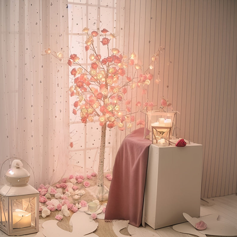 Kawaii artificial pink rose sakura cherry blossom led floor tree
