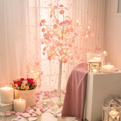 Kawaii artificial pink rose sakura cherry blossom led floor tree
