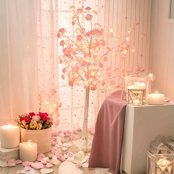 Kawaii artificial pink rose sakura cherry blossom led floor tree